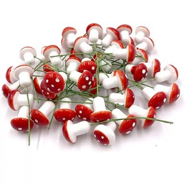 50Pcs Mini Resin Mushroom Figurines,Flower Pot, Mini Landscape Garden DIY Crafts