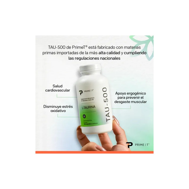 Taurina Suplemento Primetech 120 Cáps Con 500 Mg