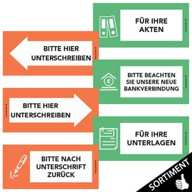 PRICARO Pack of 5 Sticky Notes "Bitte hier Sigschreiben" Bottom Green 100 Sheets