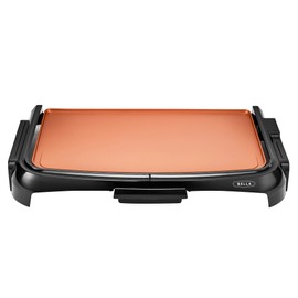 BELLA Griddle Ceramic Copper TI, Healthy-Eco Non-stick Coating, Hassle-Free Clean Up, Large Submersible Cooking Surface, 10" x 16", Copper/Black