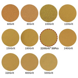 SPEEDWOX 50 Pcs 6 Inches Sanding Discs 220 Grit Dustless Hook and Loop Sandpaper for Random Orbital Sander Yellow Finishing Discs for Automotive Woodworking