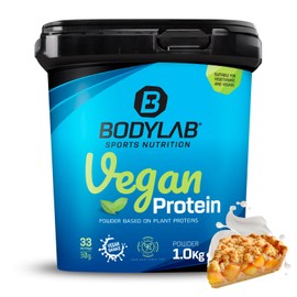Bodylab24 Bodylab24 Vegan Protein Apple Crumble 1000g, 100% veganes Proteinpulver aus Ackerbohnen, Erbsen- und K1rbiskernprotein, mit 80g Eiwei? je 100g Pulver, ideal f1r den Muskelaufbau und -erhalt
