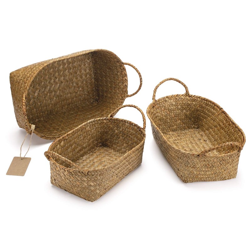 Seagrass Woven Baskets for Storage Natural Shelf Basket with Handle