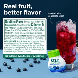 Stur Liquid Water Enhancer | Blue & Blackberry | Naturally Sweetened | High in Vitamin C & Antioxidants | Sugar Free | Zero Calories | Keto | Vegan | 5 Bottles, Makes 120 Drinks