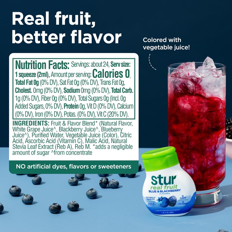 Stur Liquid Water Enhancer | Blue & Blackberry | Naturally