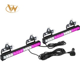 16.8-Inch Traffic Advisor Strobe Light Bar with 32LED 26 Flash Patterns Auto Interior Safety LightsLight Color: Purple/white