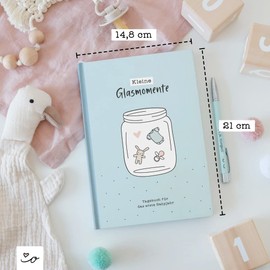 Odernichtoderdoch Baby Diary "Kleine Glasmomente" - Diary for the First Year of Life - DIN A5-128 Pages, Memory Book with Hard Cover
