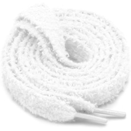 WEGOODZF Flat Fuzzy Shoe laces: Soft Wide White Plush Shoelaces 35 inch - 2 Pair