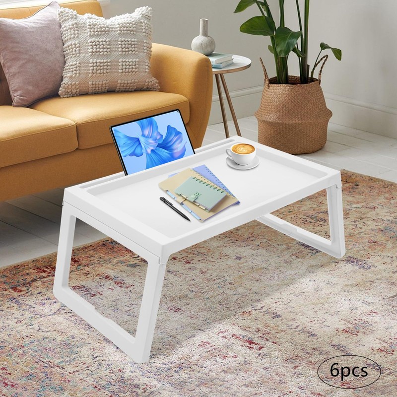 6Pcs Lap Desk Tray,Tray Folding Table,Foldable Laptop Desk,Plastic Breakfast Laptop
