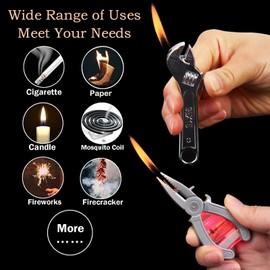Torch Lighter, Creative Pliers Wrench Design Butane Lighter, Windproof Butane Gas Lighter, Cool Adjustable Soft Flame Lighter, Refillable Butane Lighter for Outdoor Indoor(Without Butane)-Pliers