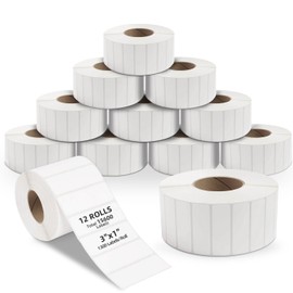 AKOLABEL 3x1 inch Direct Thermal Labels for UPC Barcodes Postage Address Label, Compatible with Rollo & Zebra Desktop Thermal Label Printers (12 Rolls, 1300 Labels/Roll)