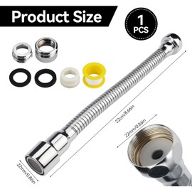 Extensión de grifo de cocina de 22 cm, cabezal pulverizador giratorio de 360 grados, extensión de grifo con adaptador, extensión de grifo para cocinas, baños, bares, inodoros