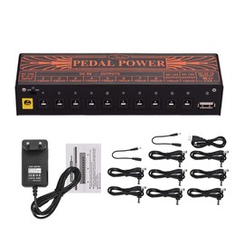 Rowin Compact Size Guitar Effect Power Supply Station 10 Isolated DC Outputs for 9V 12V 18V Guitar Effects with 5V USB Output