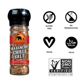 Habanero Spicy Salt Seasoning by African Dream Foods | Spicy & Chili Salt with Natural African Habaneros, Sea Salt | Ideal for Meat, Chicken, Seafood | 5-Pack