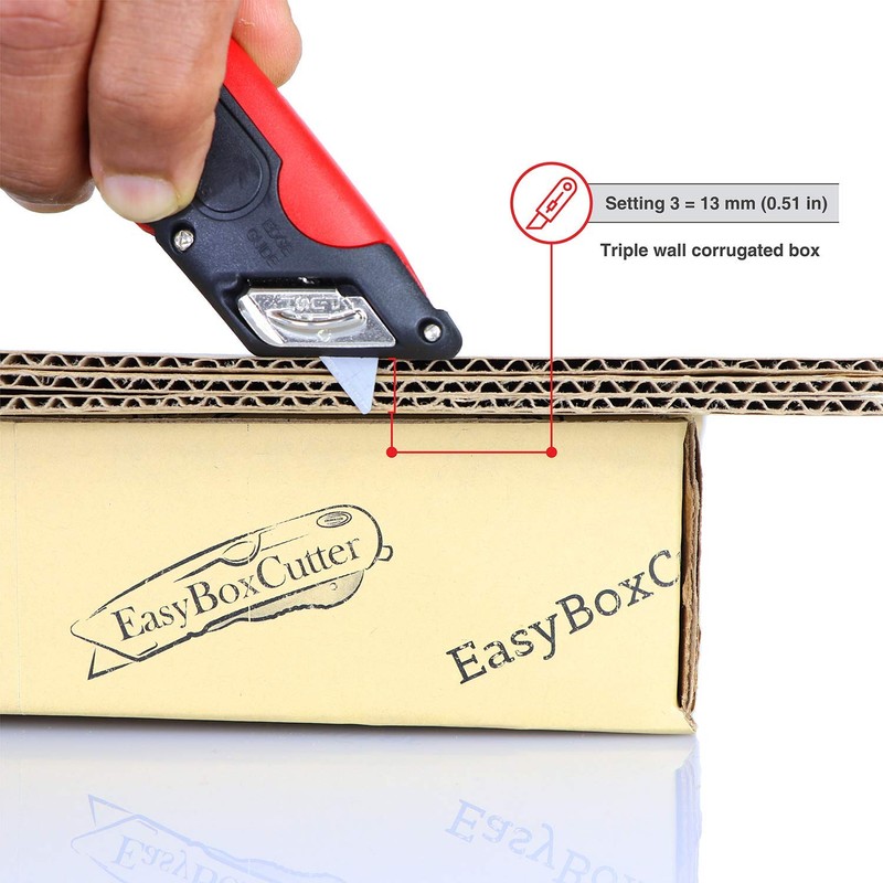 Modern Box Cutter, extra tape cutter at back, dual side