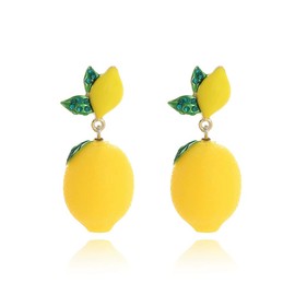 Lemon Fruit Earrings Cute Lifelike Lemon Strawberry Dangle Drop Earrings Funny Yellow Fruit Jewelry for Party Holiday Summer Beach Accessories (Style F)