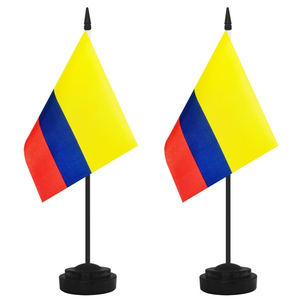 2 Pack Colombia Desk Flag Set, Colombian Desktop Small Miniature