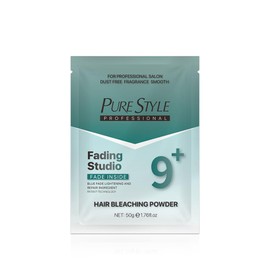 PURESTYLE Professional Ammonia-Free Hair Bleach Powder Packets 50g, Over 9 Levels Blue Fade Technology, Dust-Free & Fragrance Formula Fading Powder, Gentle Quick Bleach Lightener for Dark Hair