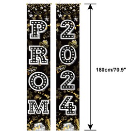 HOWAF Prom 2024 Porch Sign for Graduation Prom Night Party Decoration, Prom 2024 Welcome Sign for Class of 2024 Prom Night Photo Supplies，Prom Porch Banner for Congrats Grad Front Door Decor