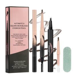 Magical Eyebrow Pen Set-3-in-1,Liquid Microblading Eyebrow Pencils for Women,Waterproof,Quick-Drying,Upgraded Square Angled Tip for Wild Natural-Looking Brows, All Day (#01 Light brown)