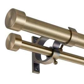 Lwiiom Double Blackout Curtain Rods 36 to 72 Inches (3-6 Feet),1-Inches Front and 5/8 Inches Back Adjustable End Cap Double Window Drapery Rod for Drapes and Curtains,Antique Bronze