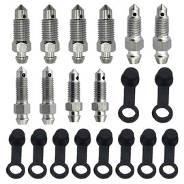 Pack of 10 Hollow Screw Bleeding Screw Set, M7 Screws, Comes with 10 Black Caps, Multiple Models, Including M6/M7/M8/M10/M10 x 1.25 Brake Caliper for Motorcycles, Tractors and Other Locomotive Instruments