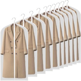 WYIPOLZI 10Pack Dress Bags Clothes Covers Long with Zip 60 x 140cm, Breathable Garment Bags Covers, Dust-proof Moth-Proof Clothes Protector Bag, Hanging Clothing Storage Bag for Wardrobe Storage