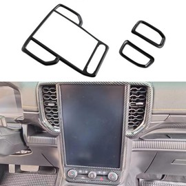 Korlot Carbon Fiber Style Center Console Navigation Panel Dashboard Air Vent Cover Trim Accessories for 2024 Ford Ranger (for 12.1 inch Screen)