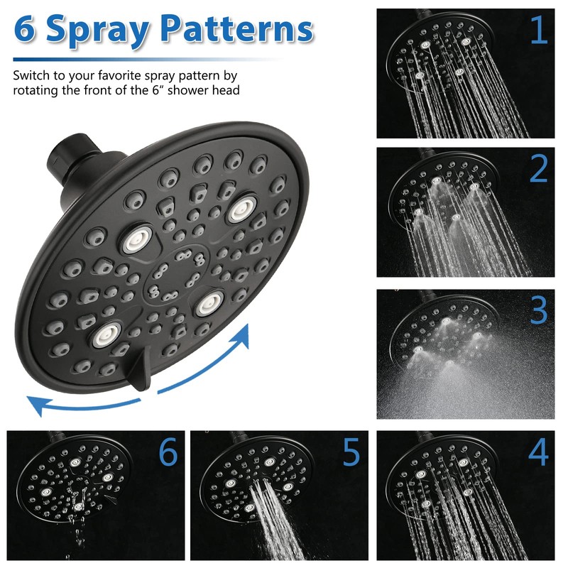 Proox Double Shower Head with Built-in Valve, High Pressure 6