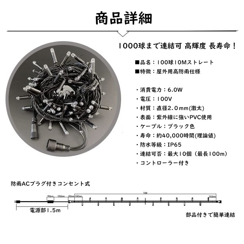 KOZATO LED Illumination Light, Outdoor, High Rainproof, 360° Illumination, Christmas