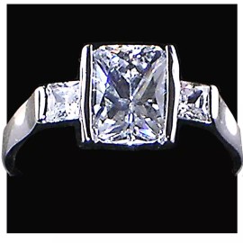 Purity OCTAGONAL RADIANT Cut CZ Engagement Ring w/CZ Accents_ Size-9_NF_925 SILVER