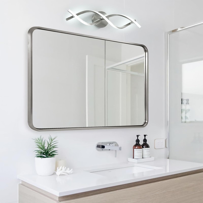 vivihobb Modern Nickel LED Vanity Lighting,Bathroom Light Fixture Over Mirror,21