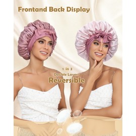 HAIMEIKANG Double-Sided 100% Mulberry Silk Bonnet & Shower Cap for Women - Premium Silk Sleep Cap for Hair Care - Comfortable & Stylish for Everyday Use and Travel