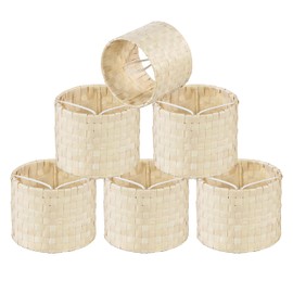 Aspen Creative 50502-6, Drum Clip-On Chandelier Lamp Shade, Natural Palm Leaf, 5" Top x 5" Bottom x 4" Slant Height, Set of 6