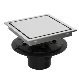 Heaorld Square Shower Drain 6 Inch with Flange, Brushed Gold Reversible 2 in 1 Tile Insert Grate Removable, 304 Stainless Steel Shower Floor Drain Kit, Hair Catcher