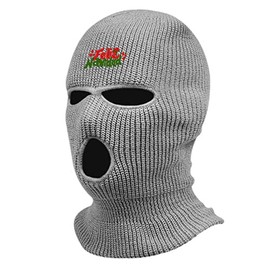 Feliz Navidad Ski Mask Xmas Embroidered 3-Hole Mask Winter Ugly Christmas Balaclava (Grey)