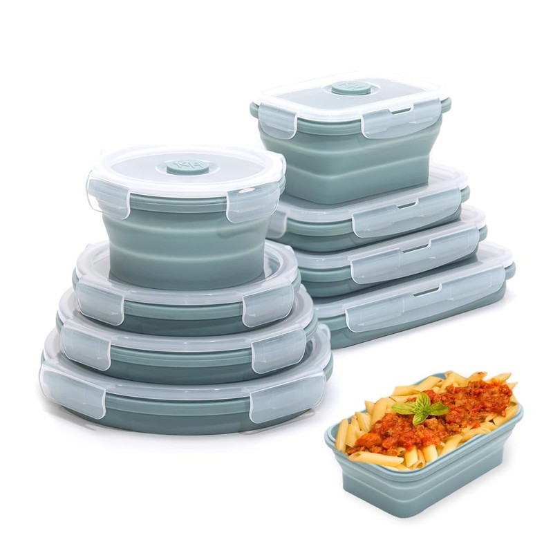 K HOME VT Collapsible Silicone Food Storage Container Set (BLUE)