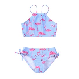 QPANCY Traje de baño de 2 piezas para niñas con correa ajustable, Flamingo 713, 2-3T