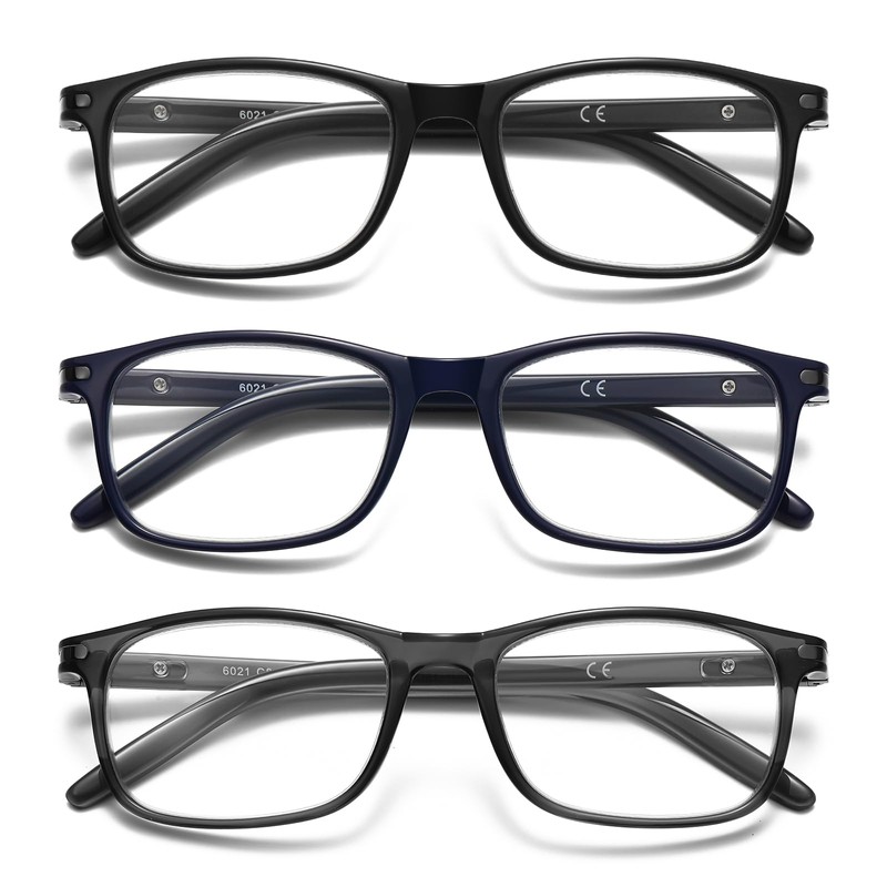 LKEYE Reading Glasses for Men Women Blue Light Blocking Rectangles