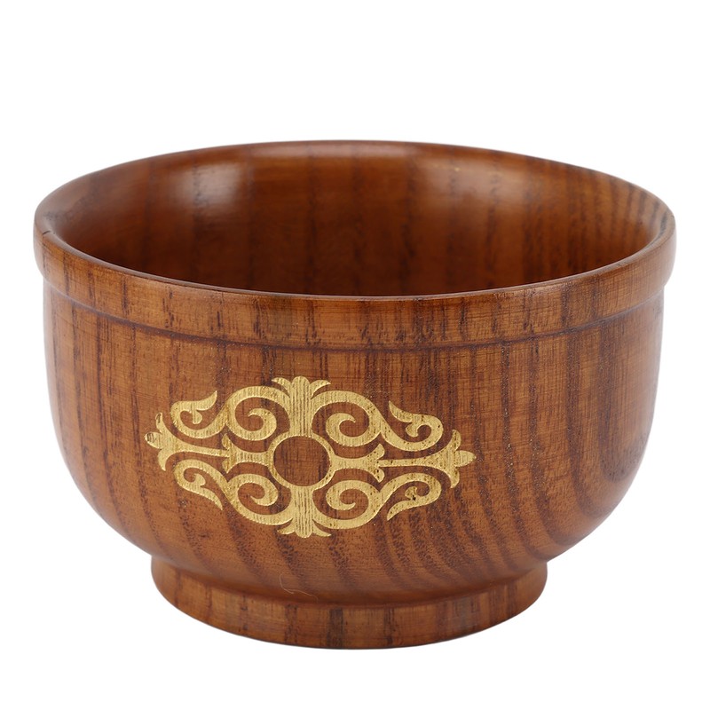 Wooden Rice Bowl Jujube Wood Anti Scald Exquisite Elegant Round