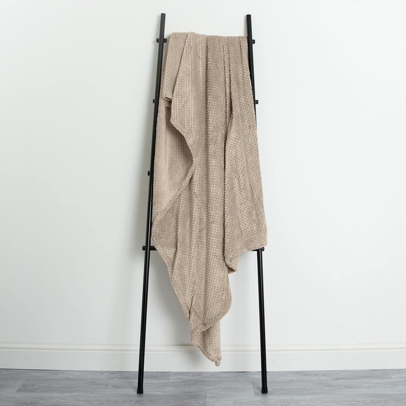 Dreamscene Luxury Waffle Mink Honeycomb Faux Fur Warm Throw Over