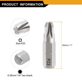 QUARKZMAN Pack of 2 PZ3 Screwdriver Bit 1/4 Inch Hex Shank 25 mm/1 Inch Length Magnetic Phillips Slotted Hex Bits S2 Steel Screwdriver Bit Set for Electric Screwdrivers Cordless Screwdriver