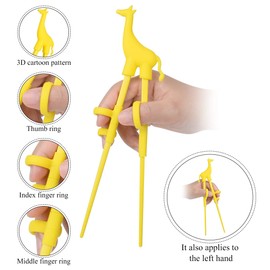 Training Chopsticks, 4 Pairs Cute Animal Shape Easy to Use Children's Learning Chopsticks Helper with Attachable for Right or Left Handed Child Adults Beginners