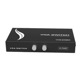 ES-Tune VGA Switcher, 2 Inputs, 1 Output, DisplayPort Compatible, Converter Adapter, Splitter, Monitor Switcher, Long Range Signal Transmission, Can Connect 2 PCs