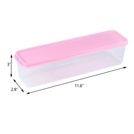 GRZJOPP 3Pcs Pasta Storage Container with Lid Ice Cream Container Airtight Plastic Spaghetti Food Storage Box for Refrigerator, Kitchen Pantry, 11.6" X 2.8" X 3" (Mixed Color)