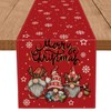 Christmas Gnomes Table Runner Red Snowflake Winter Decorations Glitter Xmas