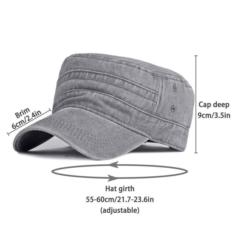 Initlove Cadet Army Cap for Men Unisex Washed Military Flat