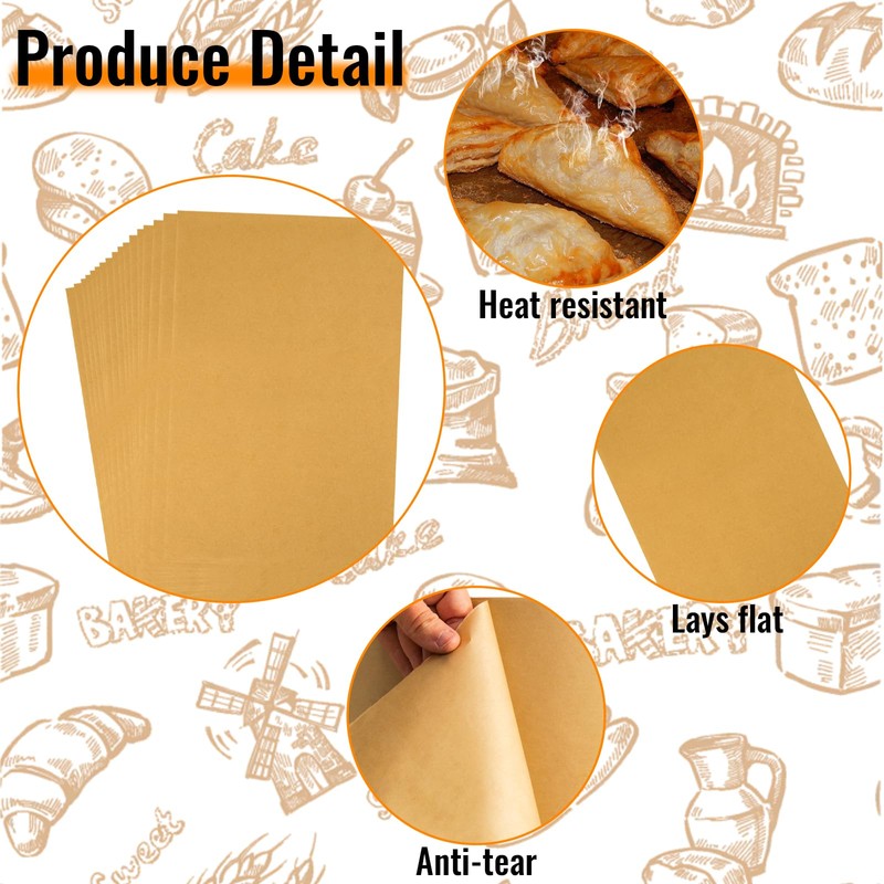 zeyedemo 100PCS Baking Paper Sheets Unbleached Parchment Paper Waterproof Greaseproof