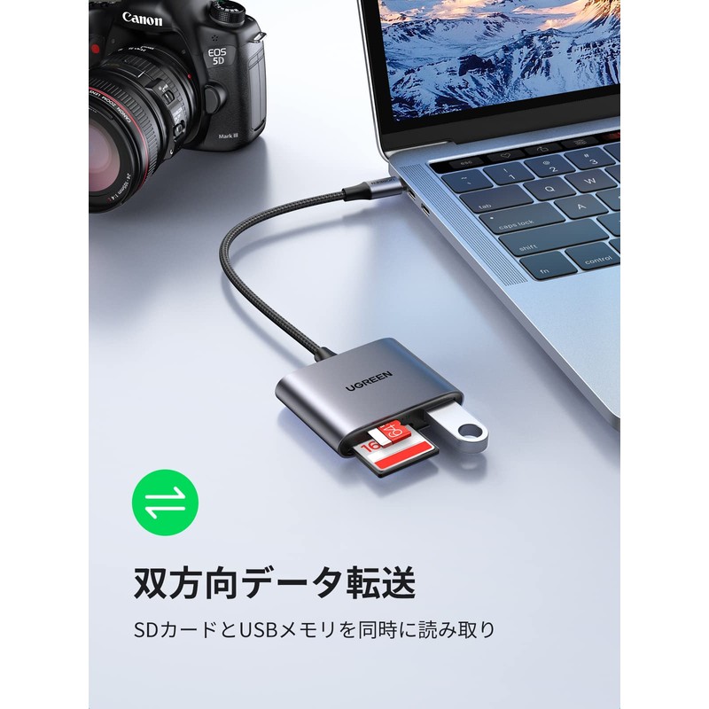 UGREEN 3 in 1 USB C SD Card Reader, USB