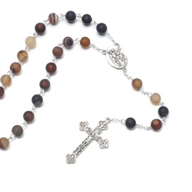 KOMI Saint Michael the Archangel Rosary for Women 8mm Stone Beads Rosary Necklace Catholic Holy Rosaries Crucifix Rosarios Catolicos Religious Gifts